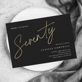 Postal Guión minimalista Negro y Oro 70 cumpleaños