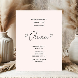 Postal Guión mínimo Corazón rosado dulce 16
