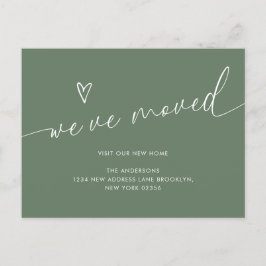 Postal Guión mínimo de corazón verde sabio que hemos movi