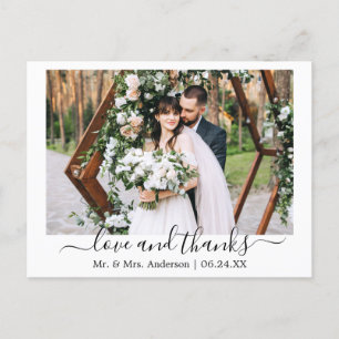 Postal Guión moderno de moda, amor, gracias, foto de boda