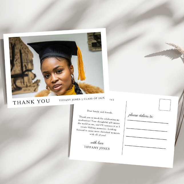 Postal Guión Moderno  Foto Graduación Gracias (Subido por el creador)