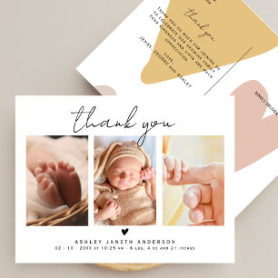 Postal Guión Moderno Gracias 3 Fotos Baby Shower