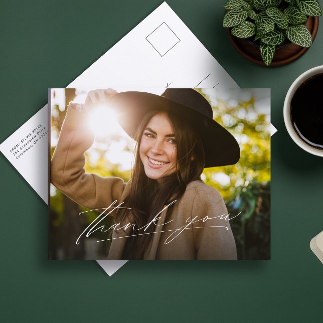 Postal Guión moderno graduación de una foto gracias (Subido por el creador)