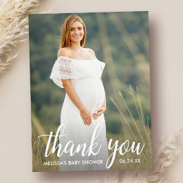 Postal Guión moderno para agradecer fotos en baby shower