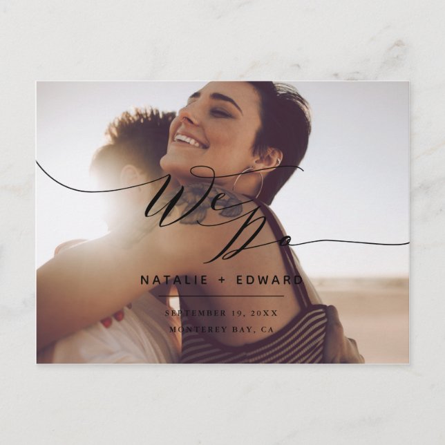 Postal Guión negro hacemos elegante foto de boda (Anverso)