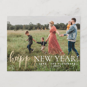 Postal Guión simple dorado Feliz Año Nuevo