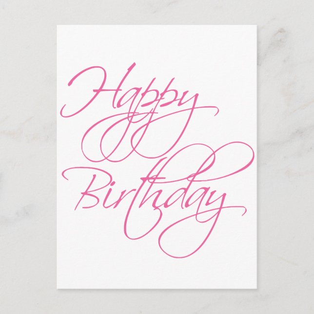 Postal Guión simple Pink Happy Birday (Anverso)