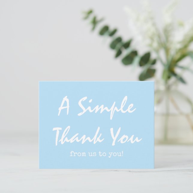 Postal Guión simple Sky Blue Business Gracias (Anverso de pie)