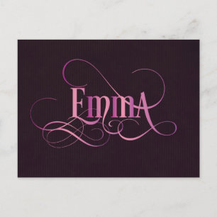 Postal Guión susurrado personalizado Emma Pink en morado