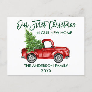 Postal Guión verde primer Camión nuevo Navidad