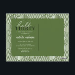 Postal Guión y cumpleaños geométrico 30<br><div class="desc">Guión moderno y invitación geométrica de 30 años. Patrón de fondo geométrico moderno. Parte de una colección. Se puede cambiar el color.</div>