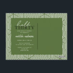 Postal Guión y cumpleaños geométrico 30<br><div class="desc">Guión moderno y invitación geométrica de 30 años. Patrón de fondo geométrico moderno. Parte de una colección. Se puede cambiar el color.</div>