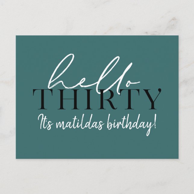 Postal Guión y cumpleaños geométrico 30 (Anverso)