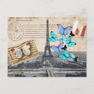 Postal guiones de postmark mariposa Paris Effiel Tower