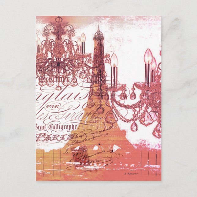 Postal guiones naranjas chandelier paris eiffel tower (Anverso)