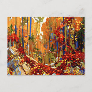 Postal Guirnalda de otoño, pintura de paisaje colorido