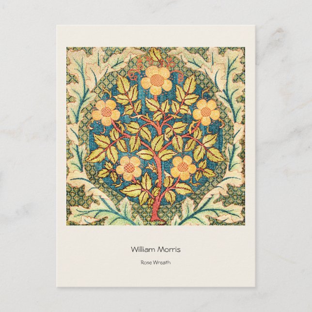 Postal Guirnalda de rosas - Arte floral antiguo de Willia (Anverso)