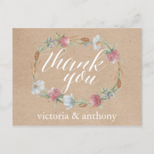 Postal Guirnalda del Wildflower en gracias de la boda del