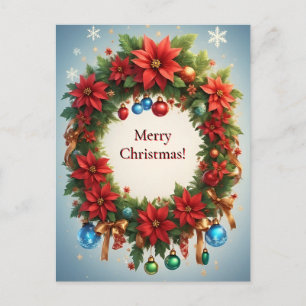 Postal Guirnalda festiva de Navidad Poinsettia 🎄✨