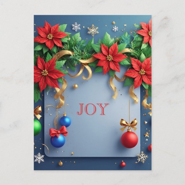 Postal Guirnalda floral de Navidad elegante (Anverso)