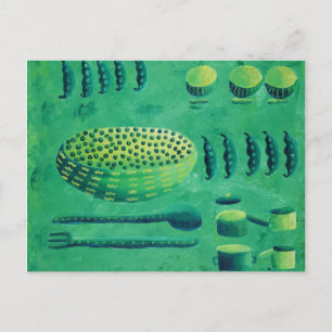 Postal Guisantes con Cuencos Pintura
