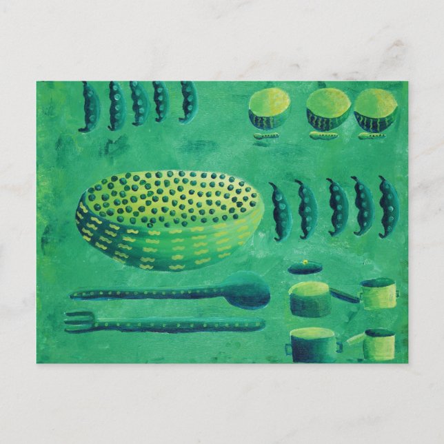 Postal Guisantes con Cuencos Pintura (Anverso)