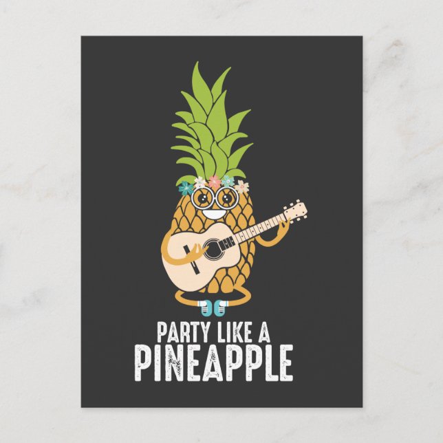 Postal Guitar Pineapple Aloha Hawaii Fruto feriado (Anverso)