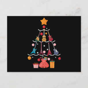 Postal Guitar Santa Hat Árbol de Navidad Funny