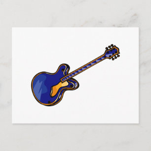 Postal Guitar Semi Hollow Simple Blue Graphic