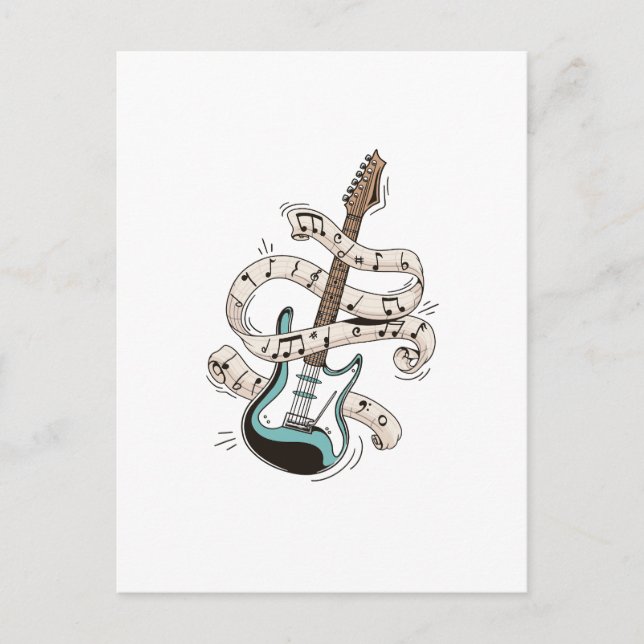 Postal guitar with notes (Anverso)