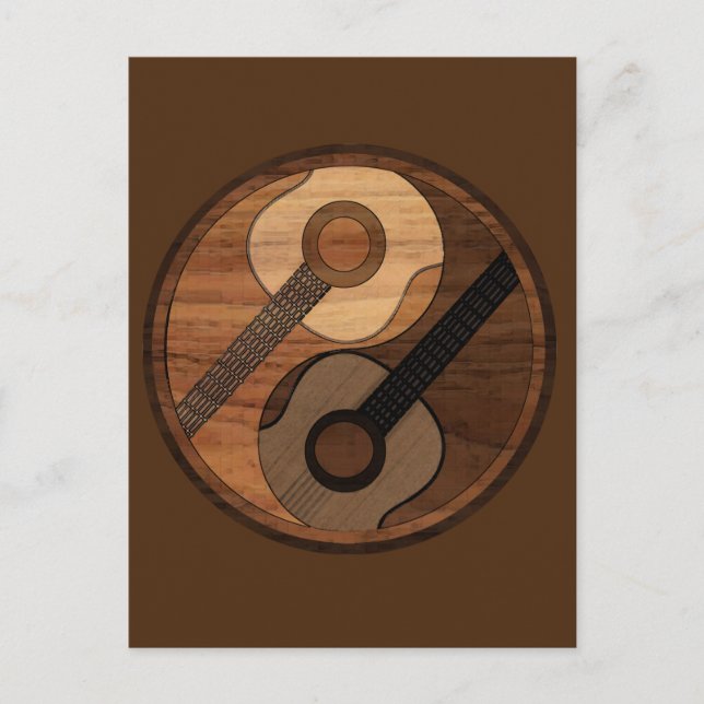 Postal Guitar Yin Yang Wood Mira Postcard Acústica (Anverso)