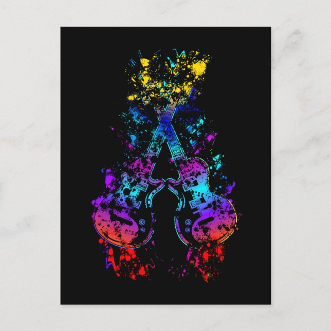 Postal Guitarista amante del rock retro de guitarra y de  (Anverso)