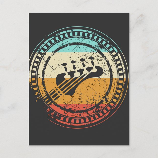 Postal Guitarista retro de vintage Bass (Anverso)