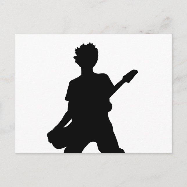 Postal Guitarista Silhouette - B&W (Anverso)