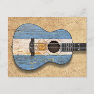 Postal guitarra acústica de bandera argentina