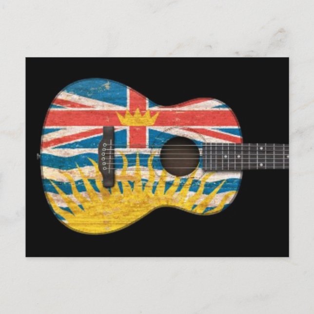 Postal Guitarra acústica de la bandera de la Columbia Bri (Anverso)