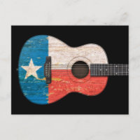 Guitarra acústica de la bandera de Texas envejecid