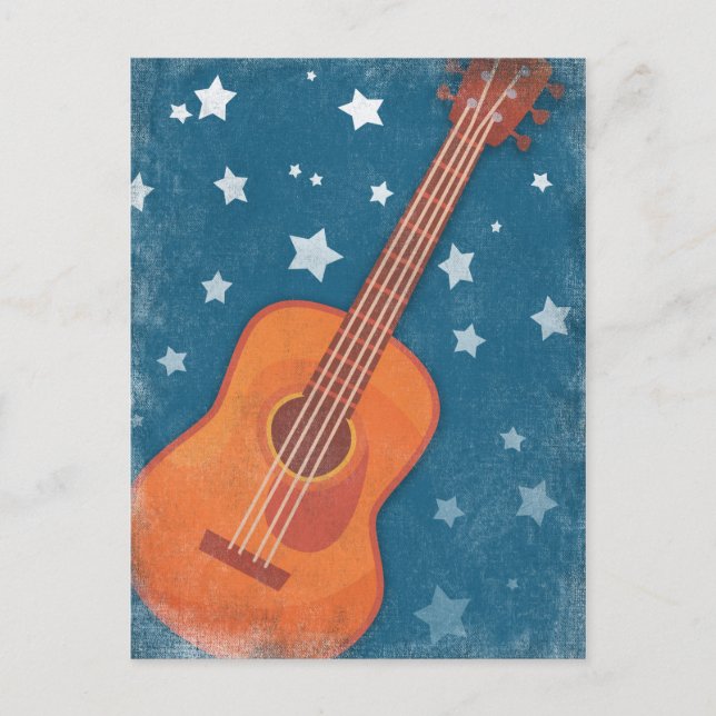 Postal Guitarra Acústica Starry Night Blue Stars (Anverso)