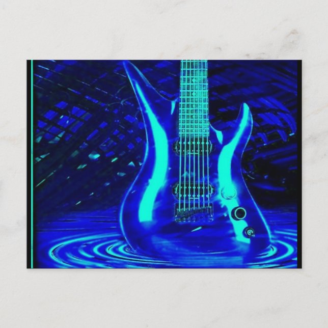 Postal Guitarra azul neón (Anverso)
