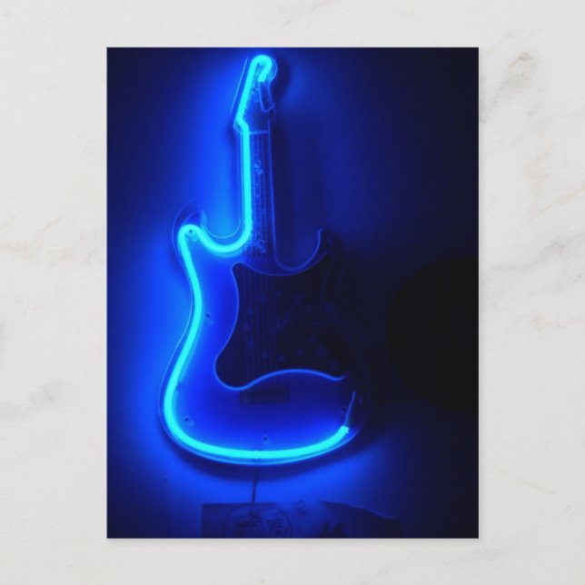 Postal Guitarra azul, Rótulo Guay Neon (Anverso)