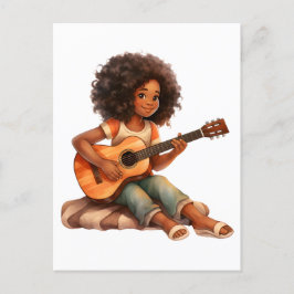 Postal Guitarra chica negro magia melanina chicas de piel
