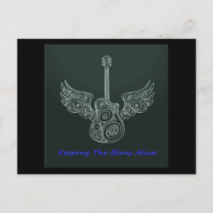 Postal Guitarra coa alas