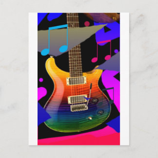 Postal ¡Guitarra colorida - roca encendido!