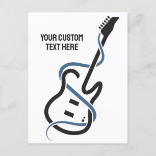 Postal Guitarra con estilo de texto personalizado