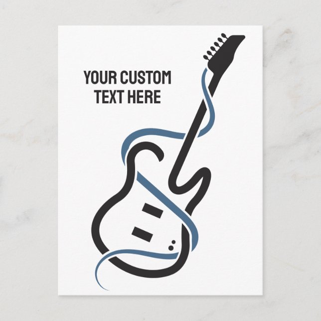 Postal Guitarra con estilo de texto personalizado (Anverso)