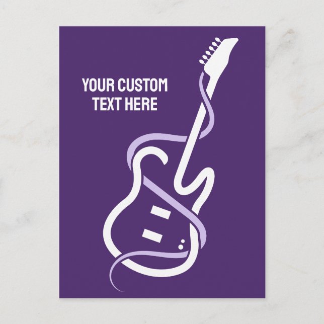 Postal Guitarra con estilo de texto personalizado (Anverso)