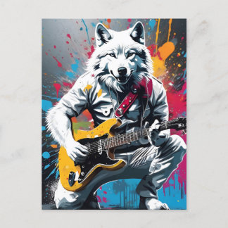 Postal Guitarra de lobo blanco, graffiti