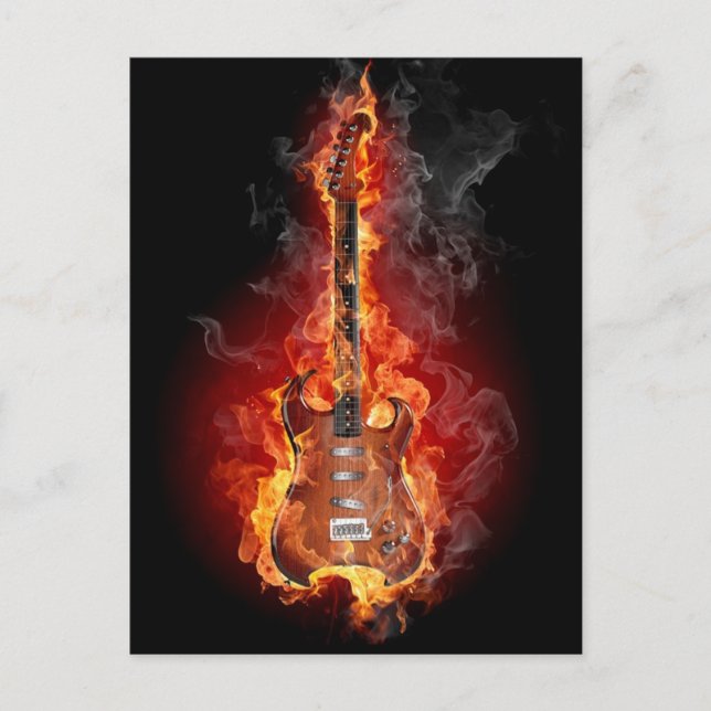 Postal Guitarra de rock incandescente (Anverso)