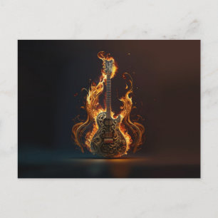 Postal Guitarra eléctrica en llamas