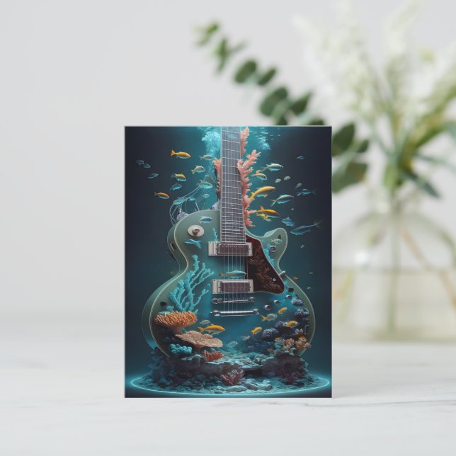 Postal Guitarra eléctrica subacuática (Anverso de pie)